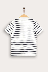 Playera de rayas para niño con logo