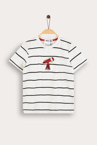 Playera de rayas para niño con logo