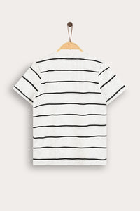 Playera de rayas para niño con logo