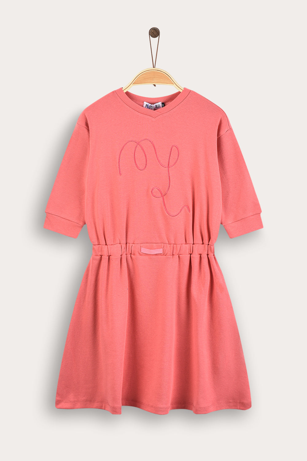 Vestido de tela rib con bordado