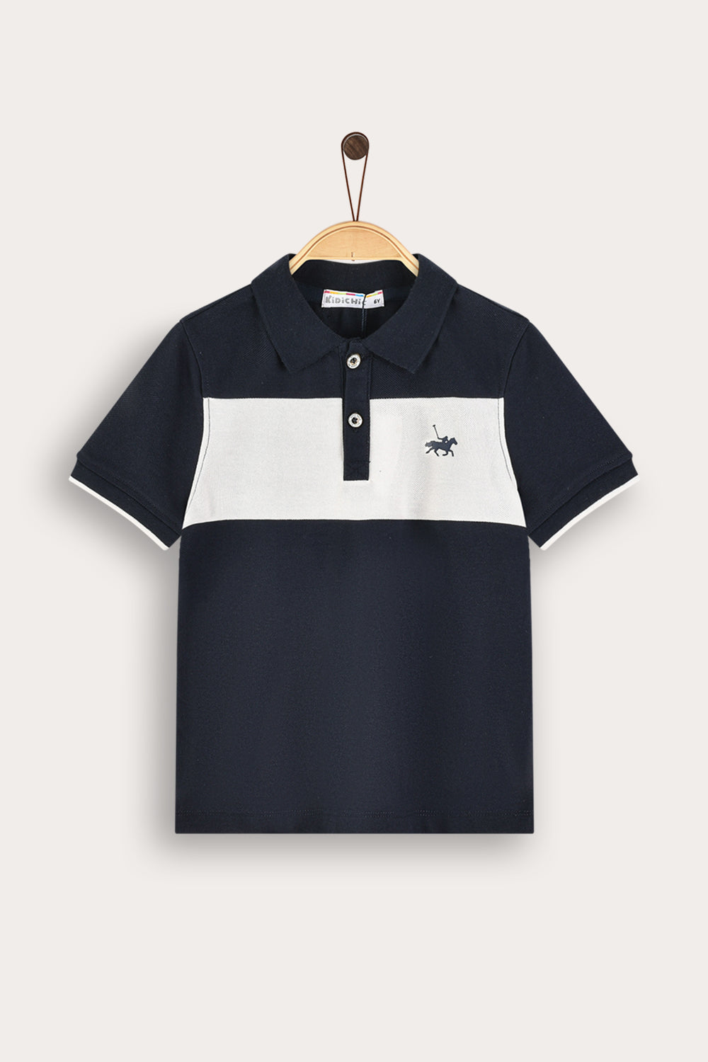 Playera polo combinada manga corta