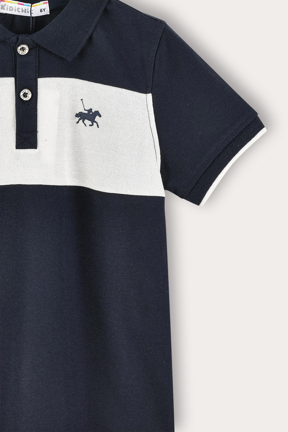 Playera polo combinada manga corta