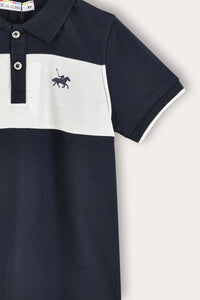 Playera polo combinada manga corta