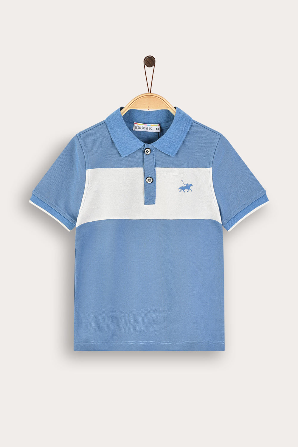 Playera polo combinada manga corta