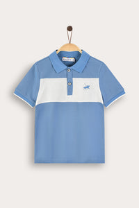 Playera polo combinada manga corta