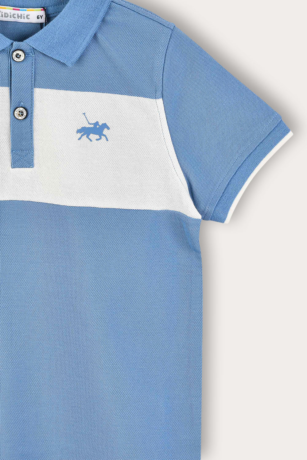 Playera polo combinada manga corta