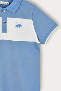 Playera polo combinada manga corta