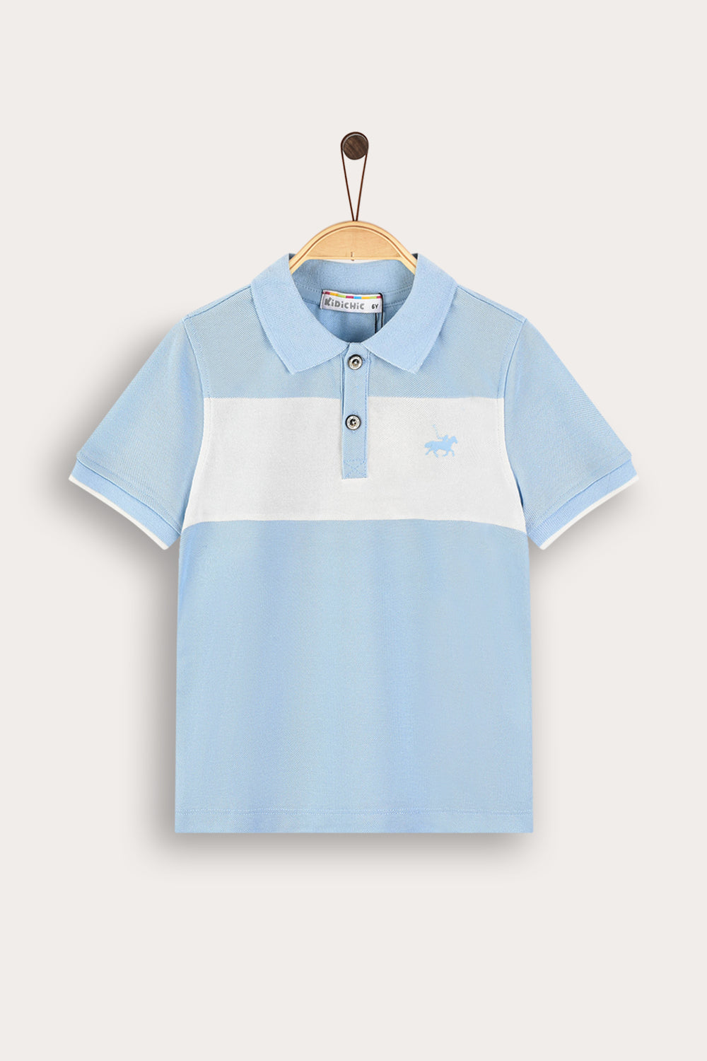 Playera polo combinada manga corta