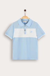 Playera polo combinada manga corta