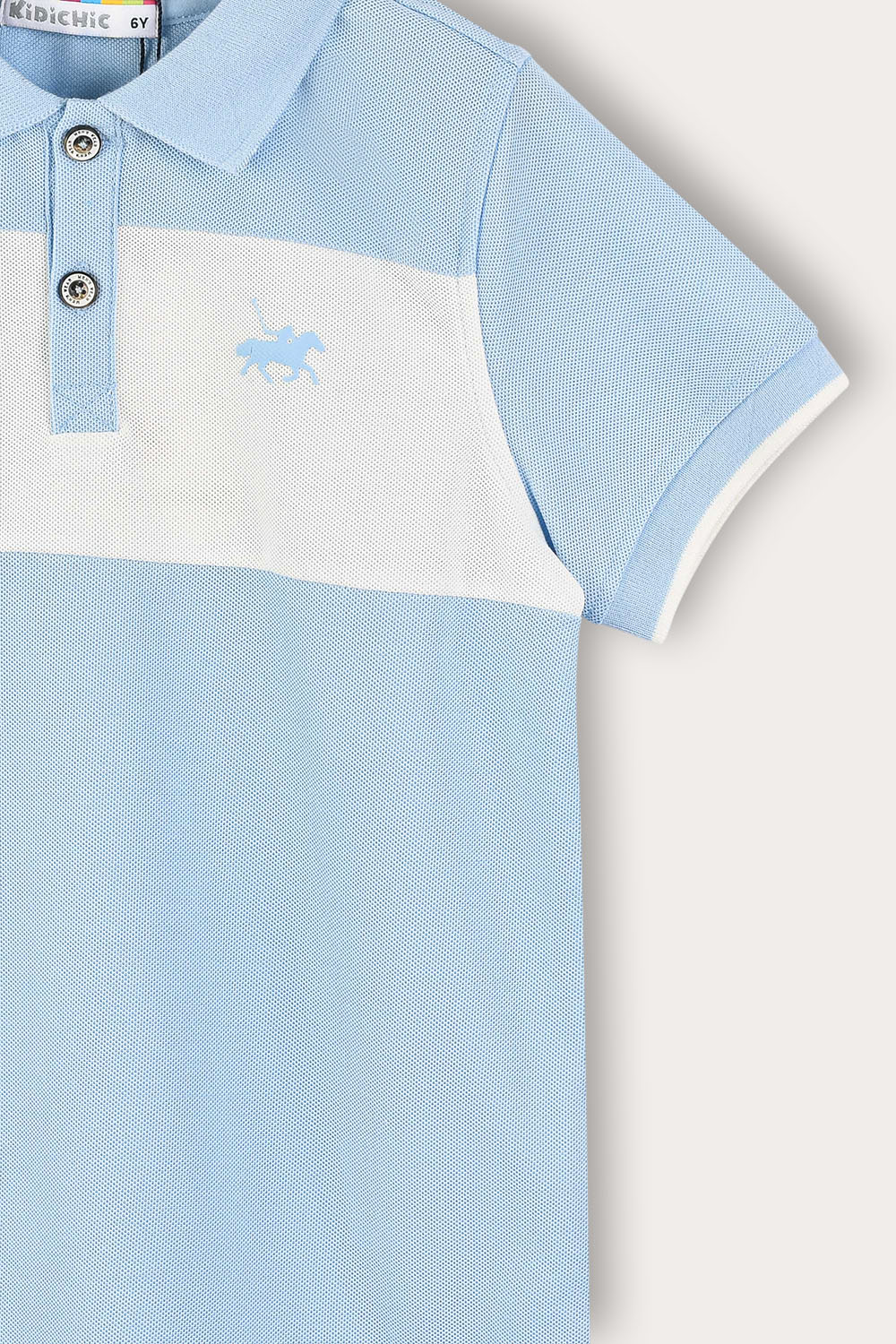 Playera polo combinada manga corta