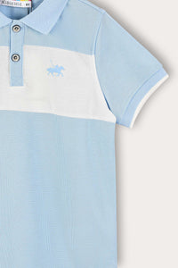 Playera polo combinada manga corta