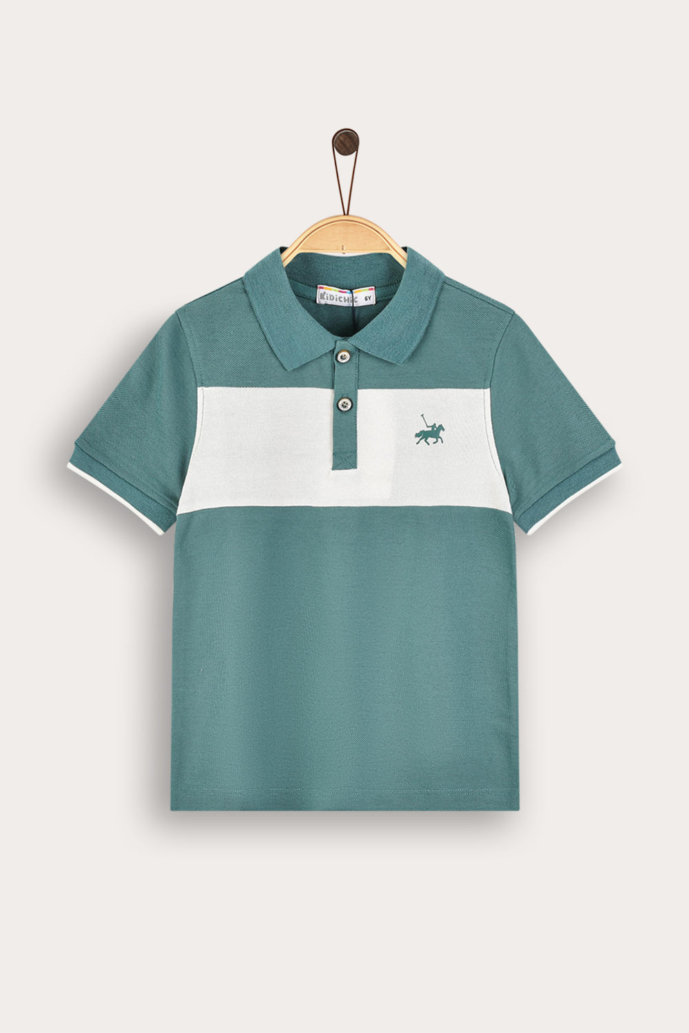 Playera polo combinada manga corta