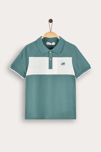 Playera polo combinada manga corta