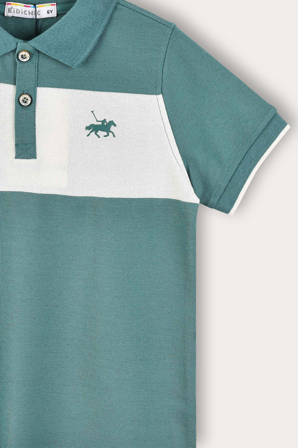 Playera polo combinada manga corta