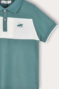 Playera polo combinada manga corta