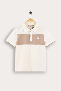 Playera polo combinada manga corta