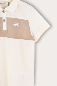 Playera polo combinada manga corta