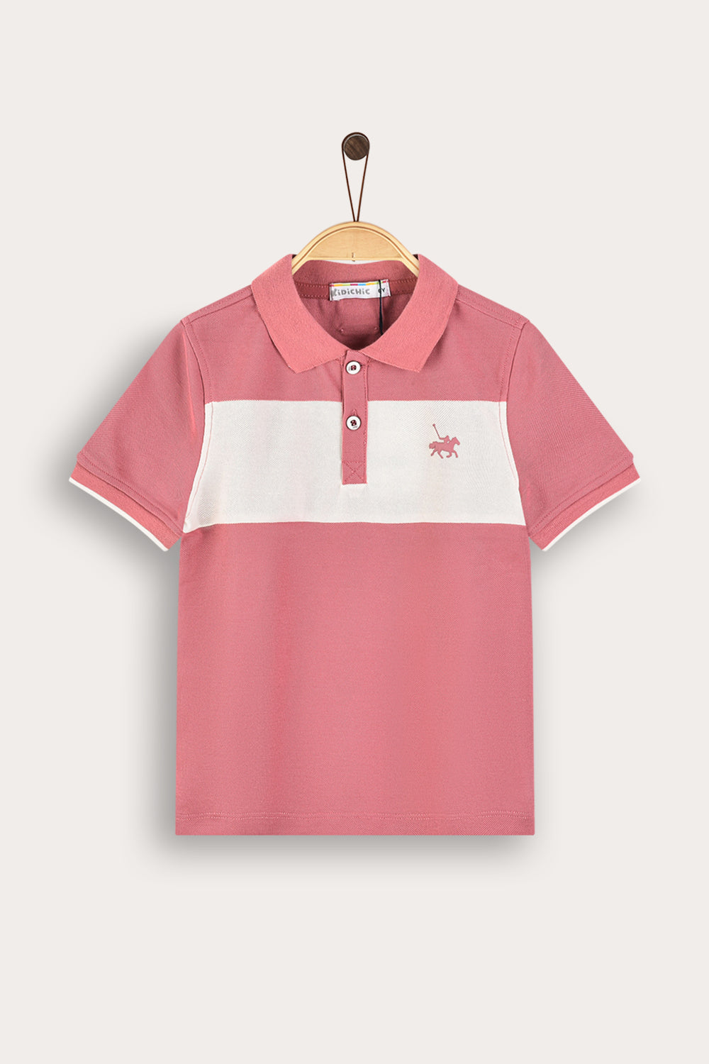 Playera polo combinada manga corta