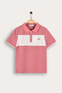 Playera polo combinada manga corta