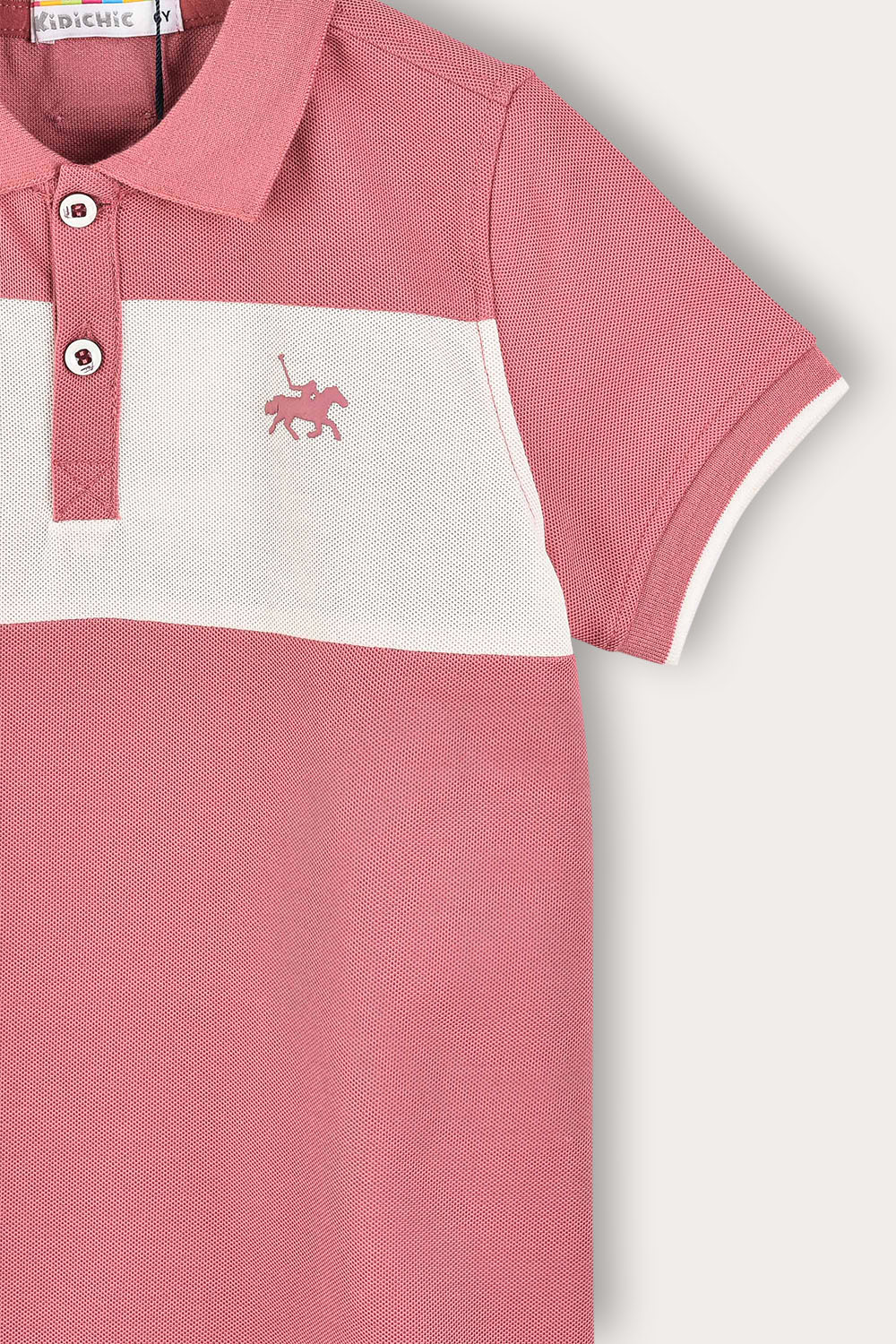Playera polo combinada manga corta