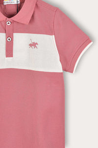 Playera polo combinada manga corta